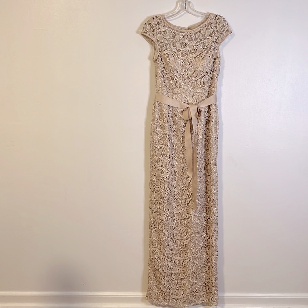 Adriana Papell lace floor length dress